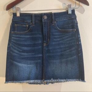 AMERICAN EAGLE  Sz 2 High Rise Mini Denim Jean Skirt Mid-Wash